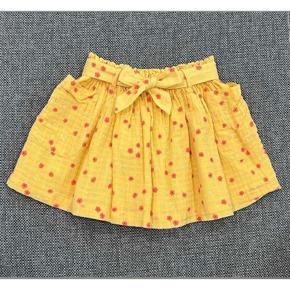 Cat & Jack Girls' Tie-Waist Floral Skirt (XS 4/5)